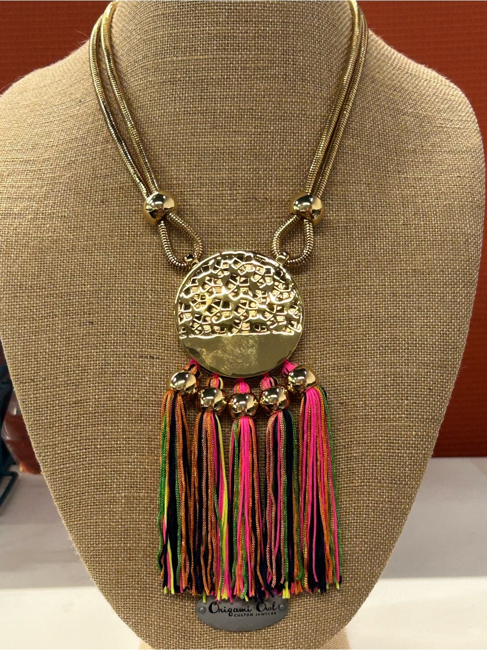 NWT Fabulous! Trina Turk gold tone tassel statement necklace